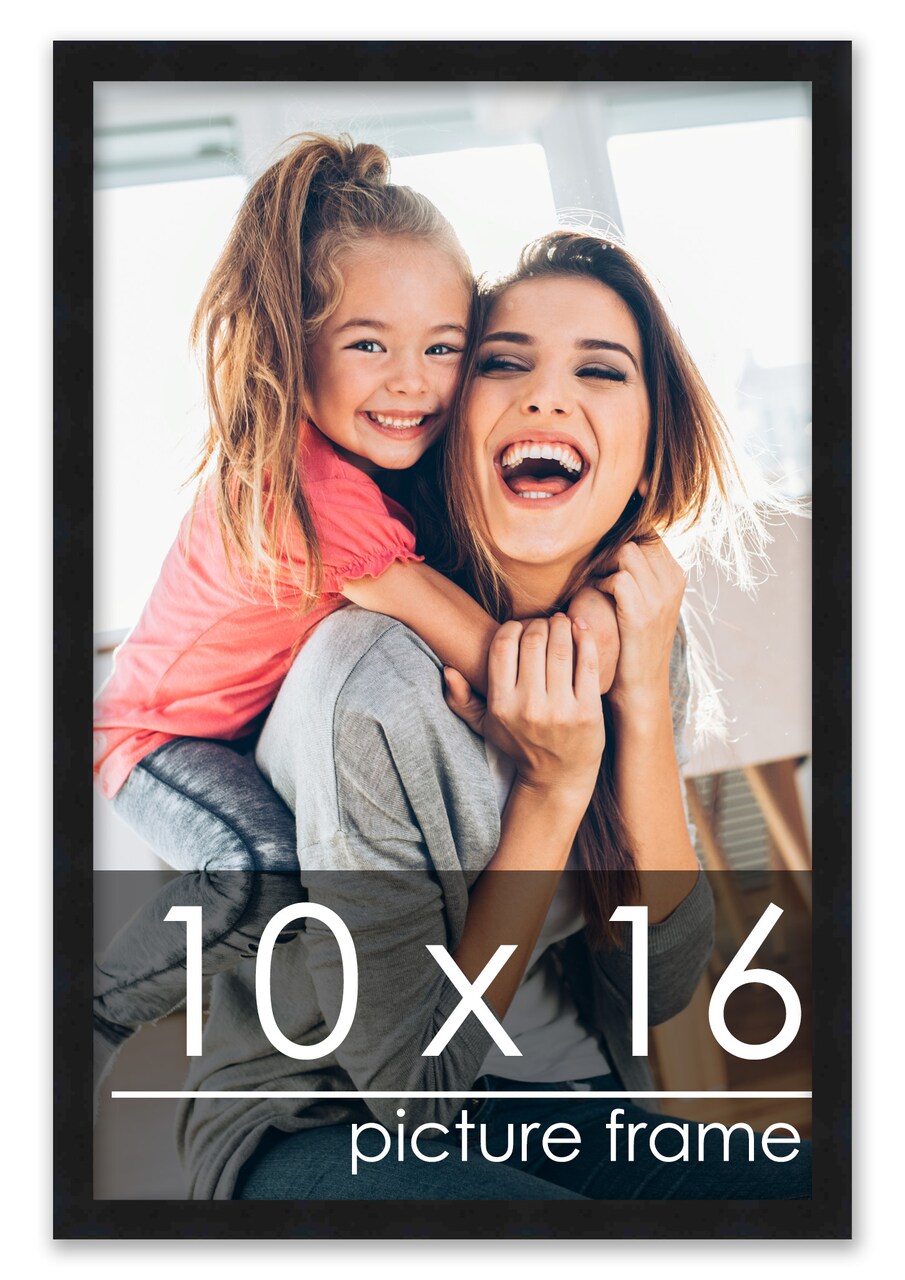 10x16 Solid Wood Picture Frame with UV-Resistant Acrylic & Acid-Free Backing, Available in 6 Finishes: Matte Black, Matte White, Metallic Bronze, Silver, Natural Wood Grain & Mahogany